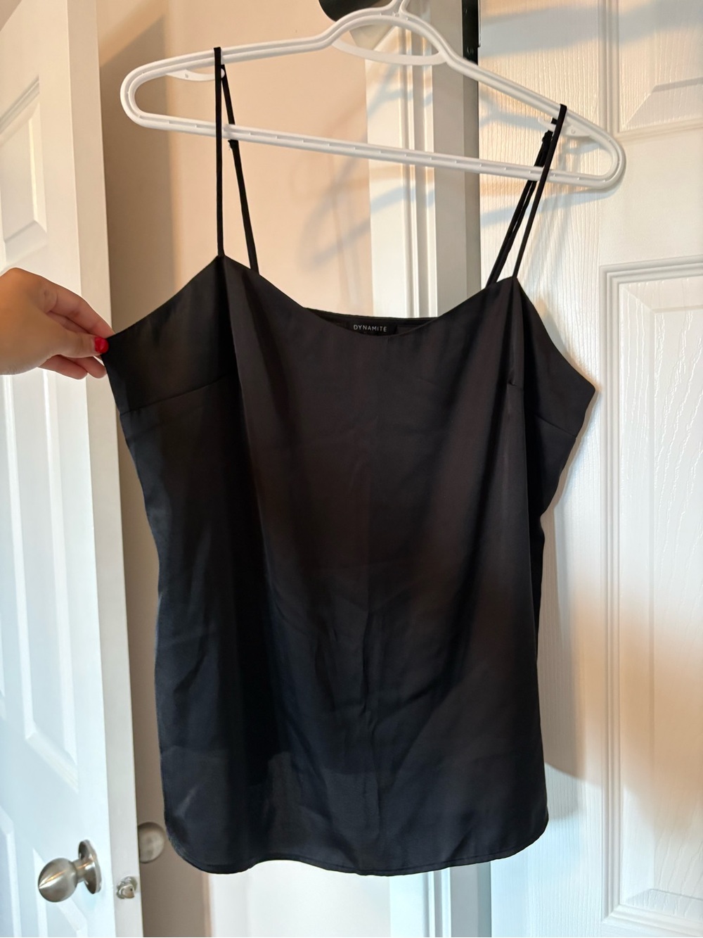 Dynamite Classic Black Satin Spaghetti-Strap Cami
